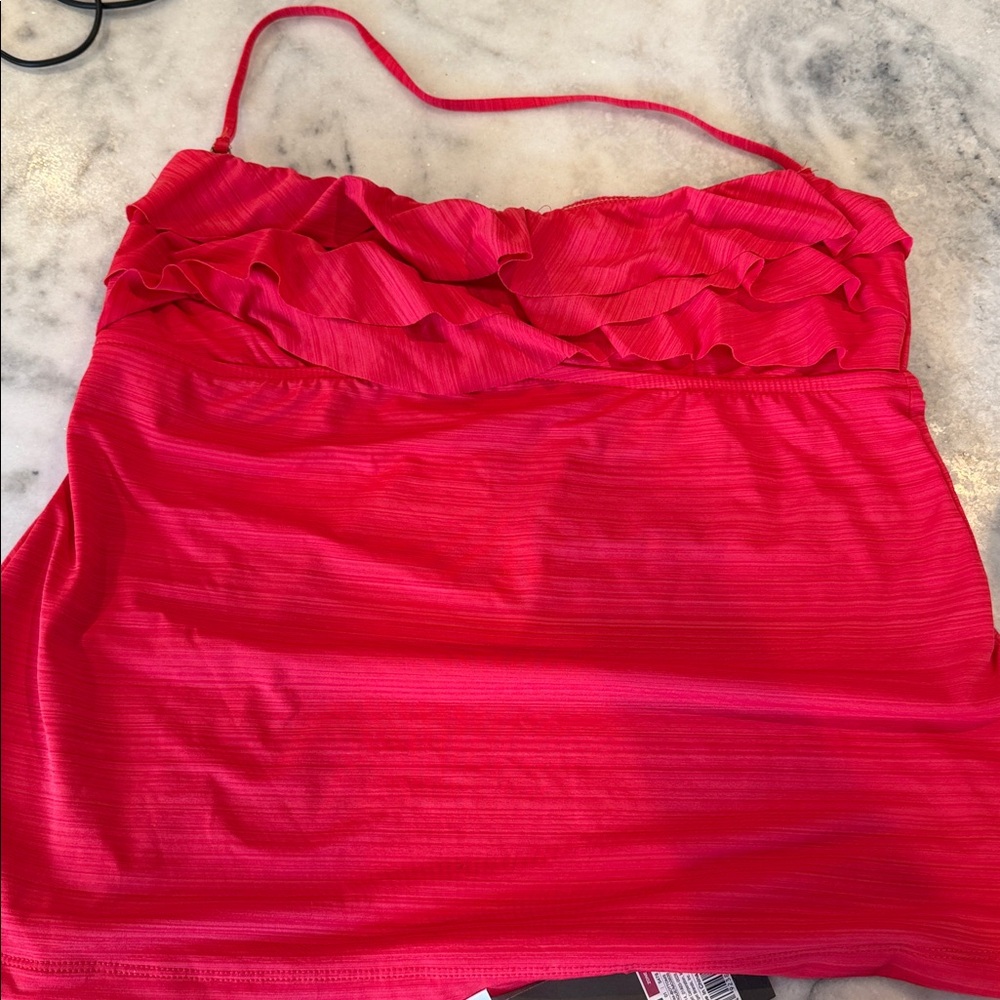 Target Women's Ruffled Bandeau Tankini Set - Pink - Picture 2 of 4